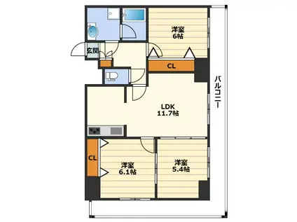 TREVANCE UMEDA(3LDK/11階)の間取り写真