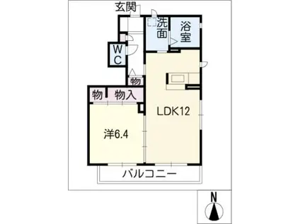ウインド・フィル(1LDK/1階)の間取り写真