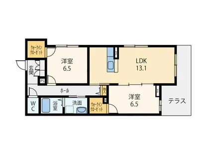 エルソル大和八木(2LDK/1階)の間取り写真