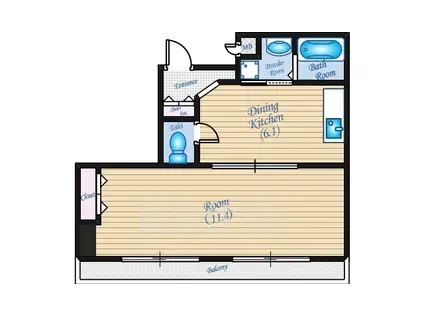 プレイス十日市(1DK/8階)の間取り写真