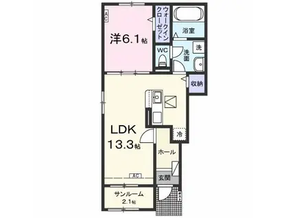 レディアIII(1LDK/1階)の間取り写真