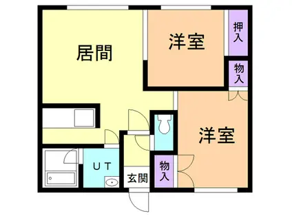 バルビゾン(2DK/1階)の間取り写真