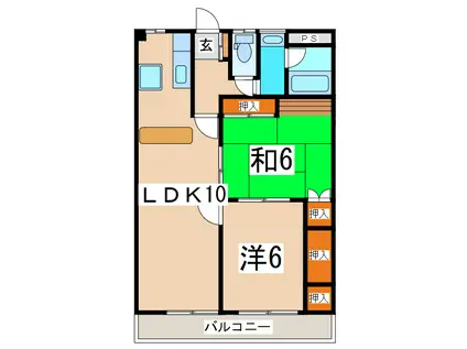 サンワハイツ(2LDK/1階)の間取り写真