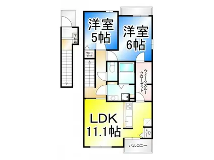 メゾンシュクレII(2LDK/2階)の間取り写真