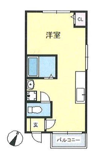 青木ビル(ワンルーム/1階)の間取り写真