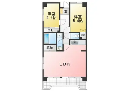 グランパレスT.S B棟(2LDK/2階)の間取り写真