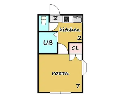 クレセント91(1K/1階)の間取り写真