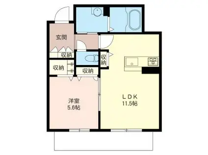 シャーメゾン スクエア ガーデン II(1LDK/2階)の間取り写真