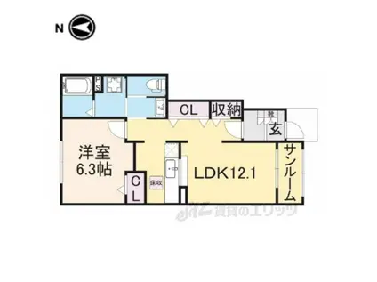 グラン・ソーレ 1(1LDK/1階)の間取り写真