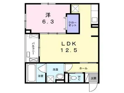 メゾン・ド・ボヌール 2F(1LDK/2階)の間取り写真