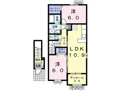 セレノII(2LDK/2階)の間取り写真