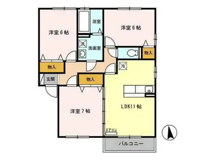リビングタウン飯岡新田II(3LDK/2階)の間取り写真