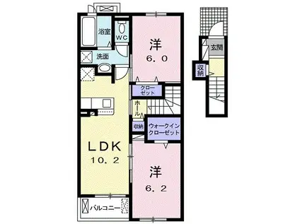 ベル高塚(2LDK/2階)の間取り写真