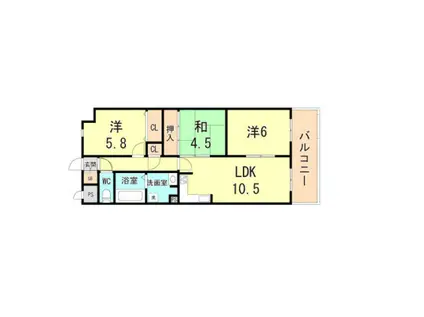 ライオンズマンション長田ヒルズ二号棟(3LDK/3階)の間取り写真