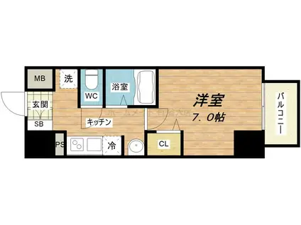 ラナップスクエア大阪城西(1K/12階)の間取り写真