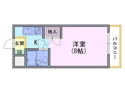 ベルウィッシュ長岡京(1K/2階)の間取り写真