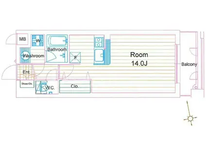 グランフィオーレ(1K/4階)の間取り写真