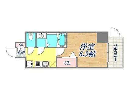 CREST TAPP DITA 神戸西パークフロント(1K/15階)の間取り写真