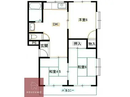 東泉丘ハイツ(3DK/1階)の間取り写真