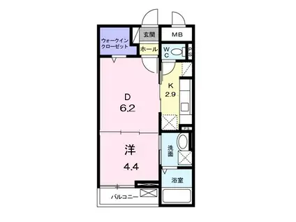 ヴィチーノ アル ポンテ(1DK/1階)の間取り写真