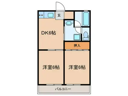 RESENCE TOYOTA(2DK/2階)の間取り写真