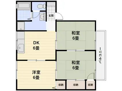 プレジール太陽B棟(3DK/2階)の間取り写真