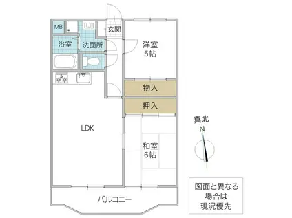 ファミール笠原(2LDK/3階)の間取り写真