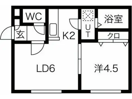ヴィーナス(1LDK/2階)の間取り写真