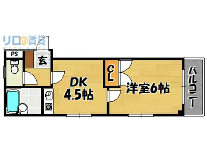 アーバンライフ上新庄(1DK/2階)の間取り写真