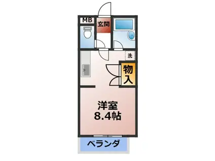 シャトー島間(1K/1階)の間取り写真