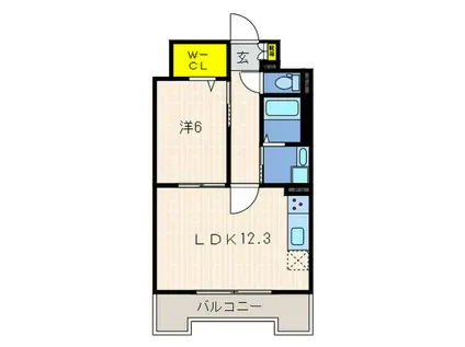 エルイソベ三宮(1LDK/12階)の間取り写真