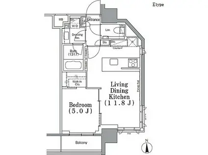 パークハビオ飯田橋(1LDK/8階)の間取り写真