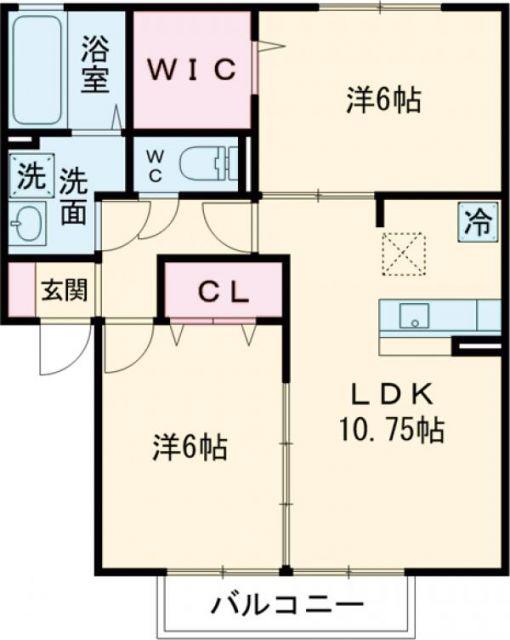 サンパティーク(2LDK/1階)の間取り写真