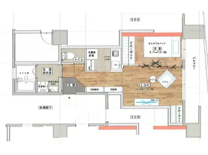 辰巳マンション(ワンルーム/3階)の間取り写真