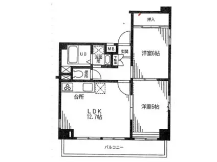メゾン有輝(2LDK/2階)の間取り写真