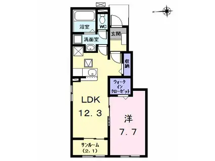 ガーデン ハイツ ハトリI(1LDK/1階)の間取り写真