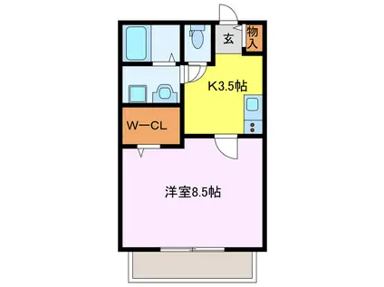 PACE(1K/2階)の間取り写真