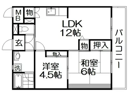 宮之阪ハイツ壱番館(3DK/7階)の間取り写真