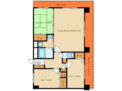 プレステージ江井島駅前(3LDK/4階)の間取り写真