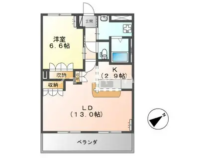 カームプレイス(1LDK/1階)の間取り写真