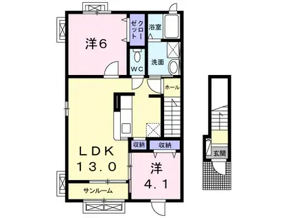 ボヌール(2LDK/2階)の間取り写真
