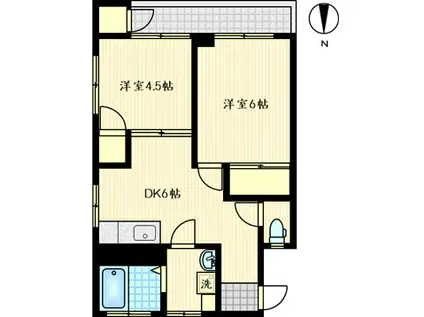 第2アーバン東横(2DK/4階)の間取り写真