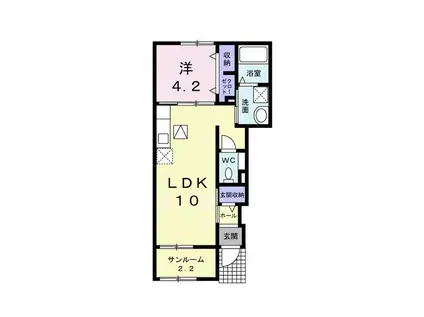 シャンサード(1LDK/1階)の間取り写真