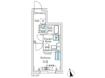 フィーカ代々木上原(1K/5階)の間取り写真