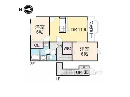 トライアングル(2LDK/2階)の間取り写真