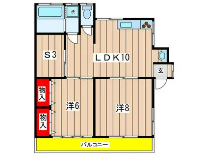 栴壇荘(2SLDK/2階)の間取り写真