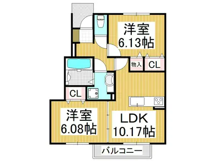 グランデ宮乃前(2LDK/1階)の間取り写真