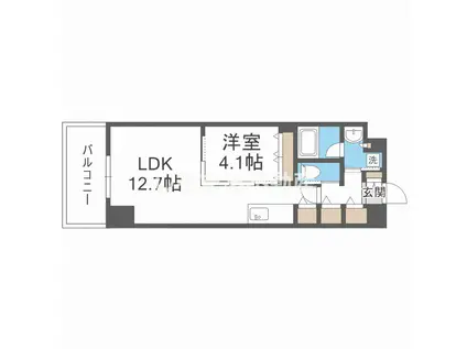 DIMUS北浜(1LDK/7階)の間取り写真