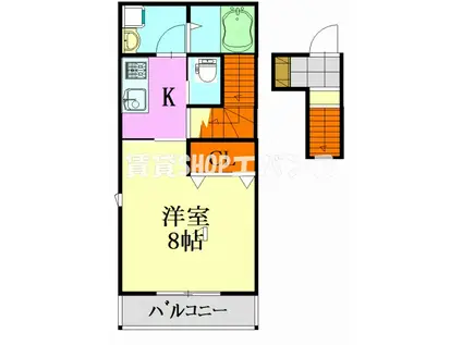 ベルヴィル藤崎(1K/2階)の間取り写真