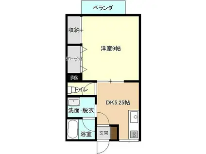 サニーガーデン(1DK/2階)の間取り写真